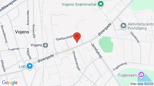 Andelsboliger til salg i Vojens - kort over placeringen