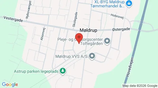 Andelsboliger til salg i Møldrup - kort over placeringen