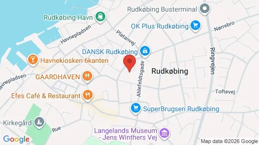 Andelsboliger til salg i Rudkøbing - kort over placeringen