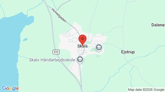 Andelsboliger til salg i Skals - kort over placeringen