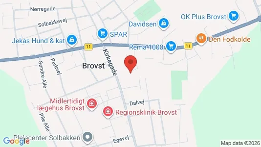 Andelsboliger til salg i Brovst - kort over placeringen