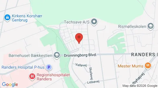 Andelsboliger til salg i Randers NØ - kort over placeringen