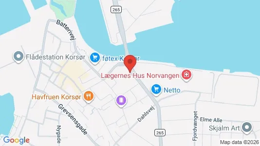 Andelsboliger til salg i Korsør - kort over placeringen