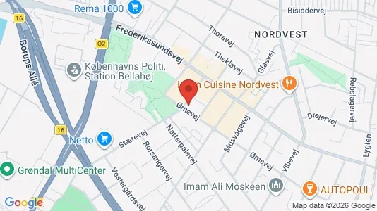 Andelsboliger til salg i København NV - kort over placeringen