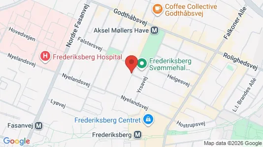 Andelsboliger til salg i Frederiksberg - kort over placeringen