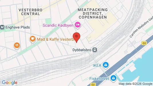 Andelsboliger til salg i Vesterbro - kort over placeringen