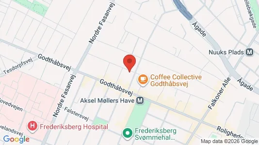 Andelsboliger til salg i Frederiksberg - kort over placeringen