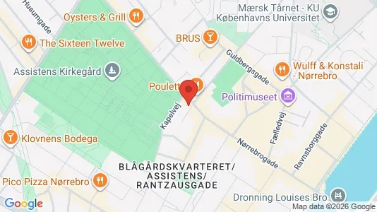 Andelsboliger til salg i Nørrebro - kort over placeringen