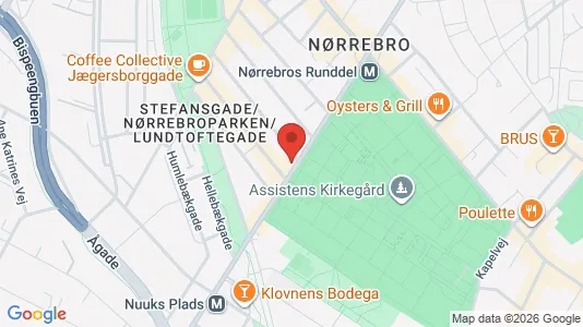 Andelsboliger til salg i Nørrebro - kort over placeringen