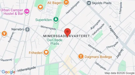 Andelsboliger til salg i Nørrebro - kort over placeringen