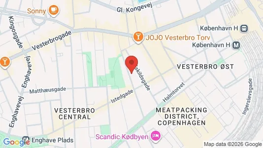 Andelsboliger til salg i Vesterbro - kort over placeringen