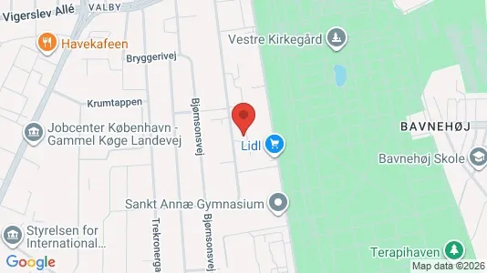 Andelsboliger til salg i Valby - kort over placeringen