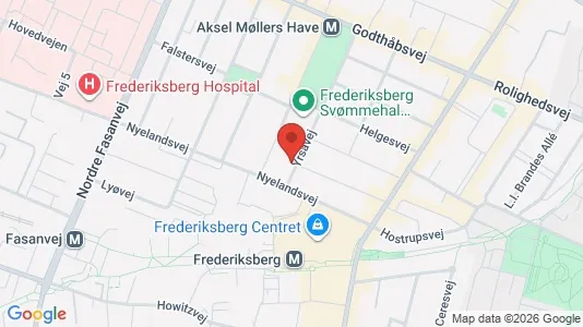 Andelsboliger til salg i Frederiksberg - kort over placeringen