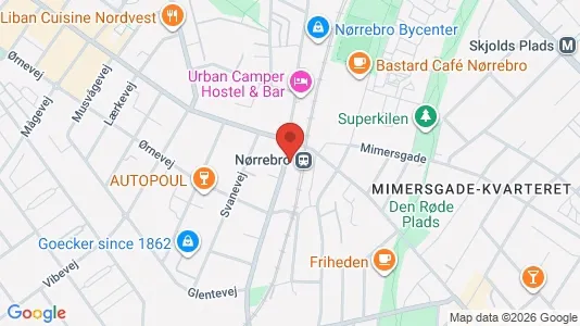 Andelsboliger til salg i Nørrebro - kort over placeringen