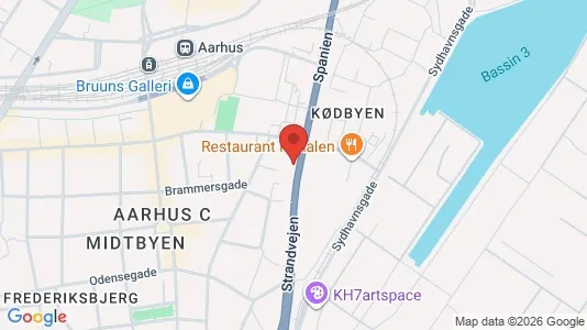 Andelsboliger til salg i Århus C - kort over placeringen