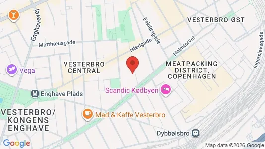 Andelsboliger til salg i Vesterbro - kort over placeringen