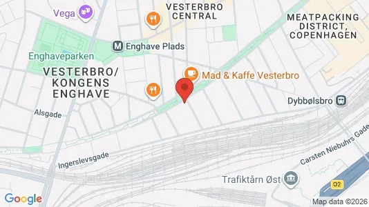 Andelsboliger til salg i Vesterbro - kort over placeringen