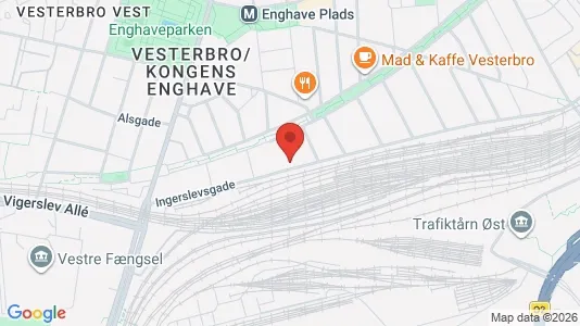 Andelsboliger til salg i Vesterbro - kort over placeringen