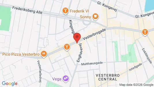 Andelsboliger til salg i Vesterbro - kort over placeringen