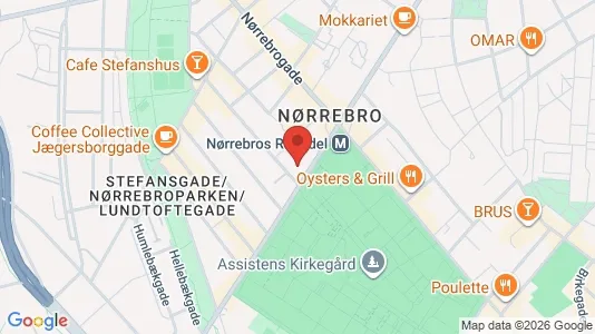 Andelsboliger til salg i Nørrebro - kort over placeringen