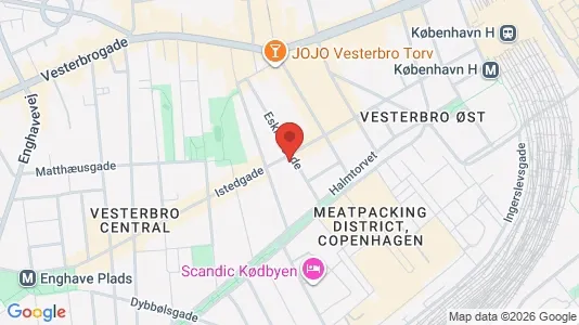Andelsboliger til salg i Vesterbro - kort over placeringen