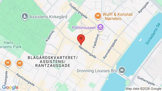Andelsboliger til salg i Nørrebro - kort over placeringen
