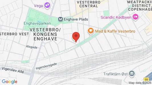 Andelsboliger til salg i Vesterbro - kort over placeringen