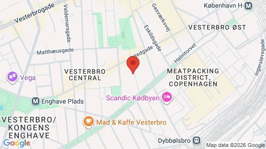 Andelsboliger til salg i Vesterbro - kort over placeringen
