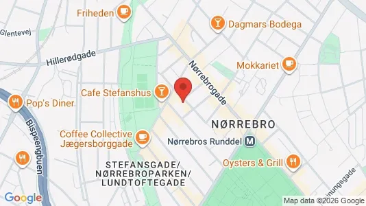 Andelsboliger til salg i Nørrebro - kort over placeringen