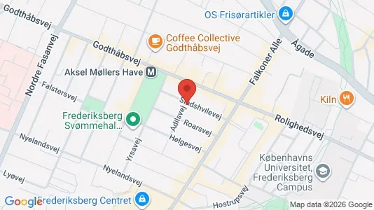Andelsboliger til salg i Frederiksberg - kort over placeringen