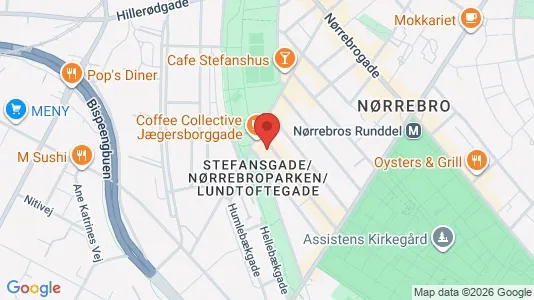 Andelsboliger til salg i Nørrebro - kort over placeringen