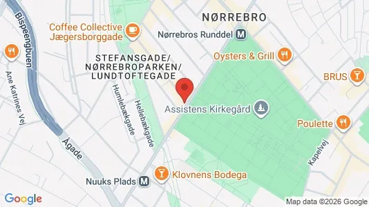 Andelsboliger til salg i Nørrebro - kort over placeringen