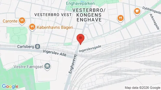 Andelsboliger til salg i Vesterbro - kort over placeringen