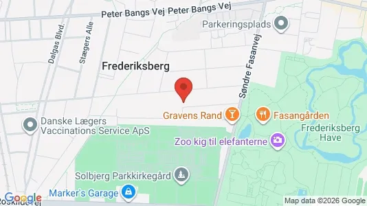 Andelsboliger til salg i Frederiksberg - kort over placeringen