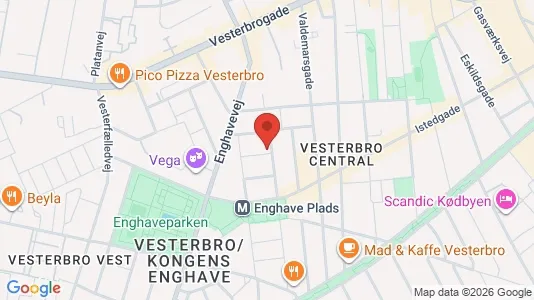 Andelsboliger til salg i Vesterbro - kort over placeringen