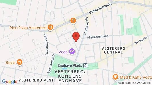 Andelsboliger til salg i Vesterbro - kort over placeringen