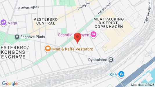 Andelsboliger til salg i Vesterbro - kort over placeringen