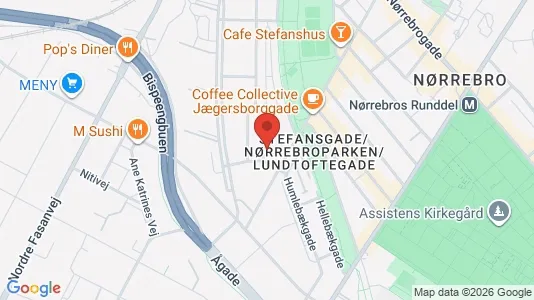 Andelsboliger til salg i Nørrebro - kort over placeringen
