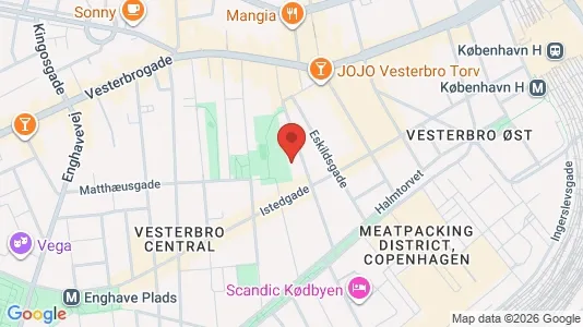 Andelsboliger til salg i Vesterbro - kort over placeringen