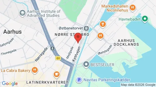 Andelsboliger til salg i Århus C - kort over placeringen