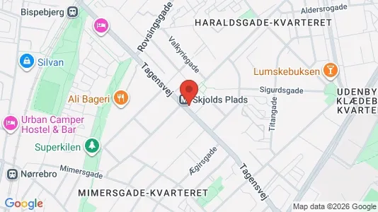 Andelsboliger til salg i Nørrebro - kort over placeringen