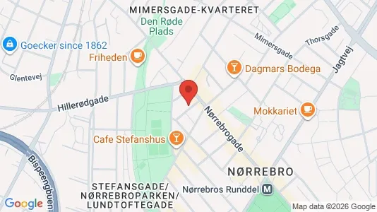 Andelsboliger til salg i Nørrebro - kort over placeringen