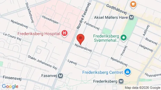 Andelsboliger til salg i Frederiksberg - kort over placeringen